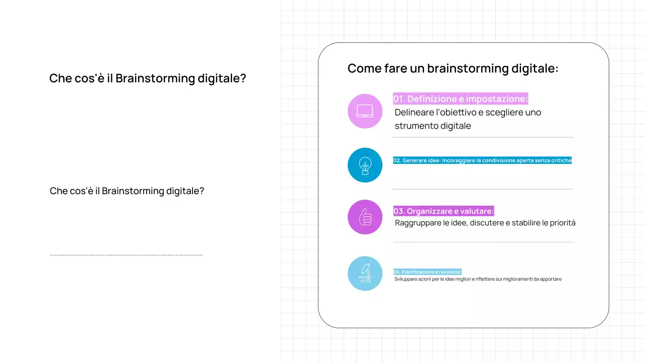 Presentazione di brainstorming digitale di tendenza, audace e minimale