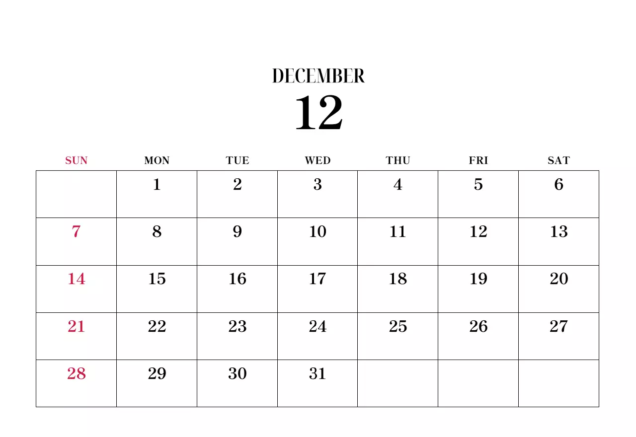 黒と白のシンプルな花写真カレンダー