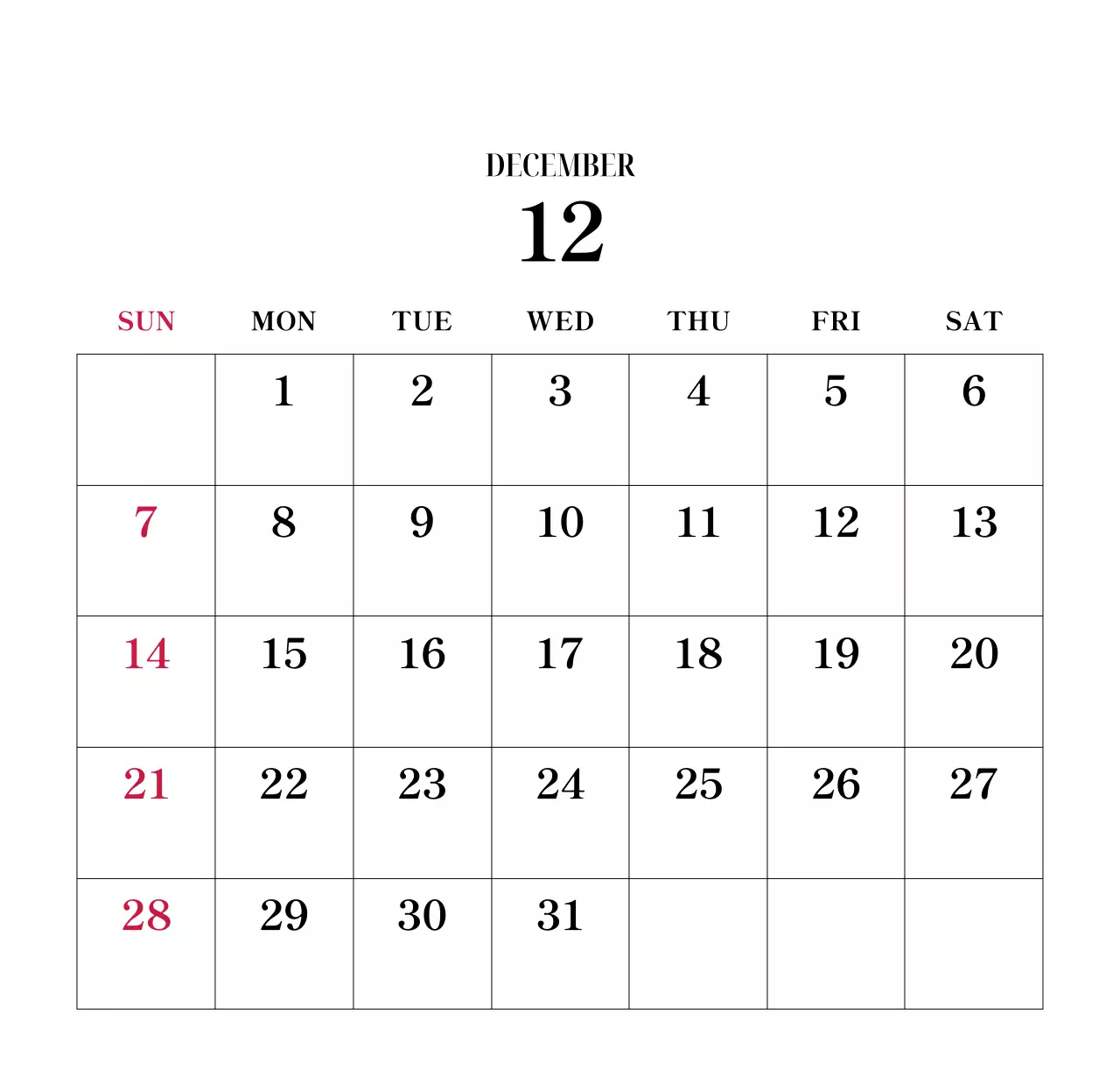 黒と白のシンプルな花写真2025年版カレンダー