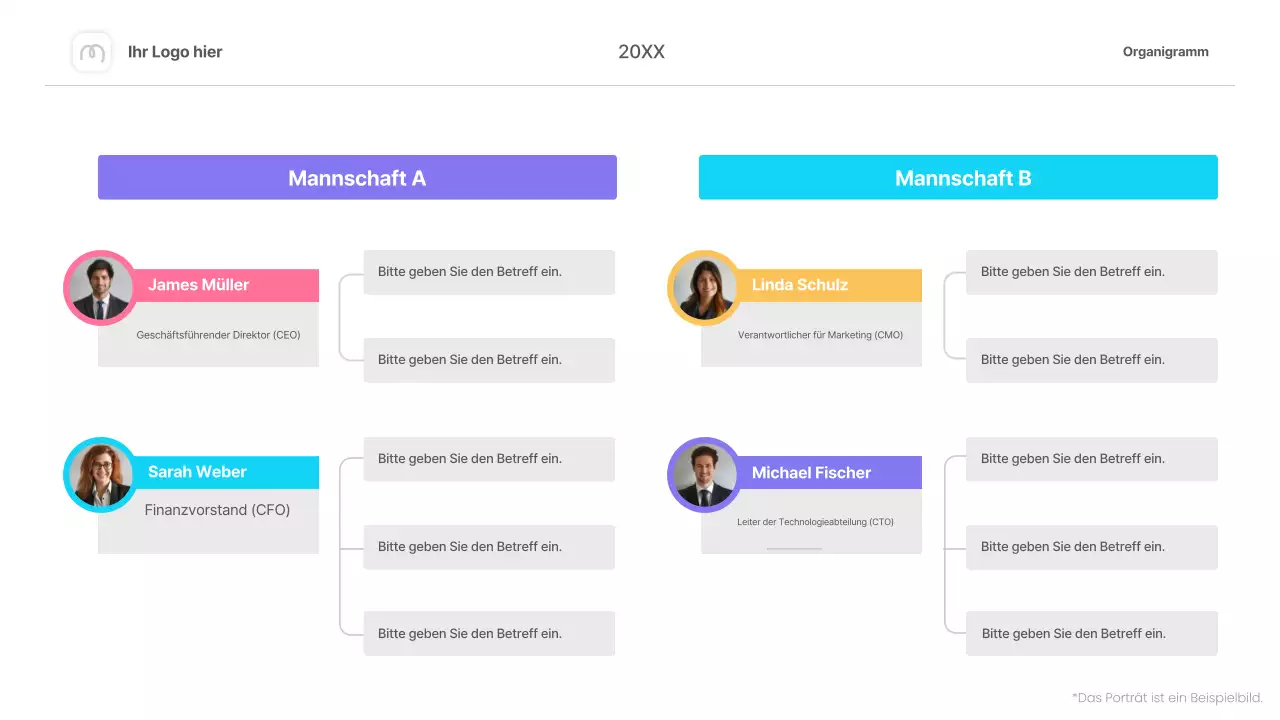 Buntes einfaches Organigramm Infografik Layout