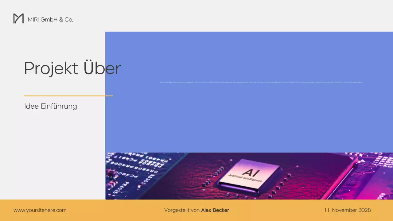 Moderner Businessplan in Blau und Gelb