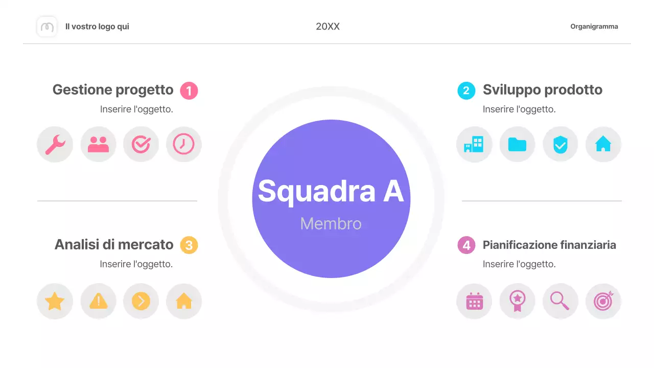 layout colorato dell'organigramma semplice infografico