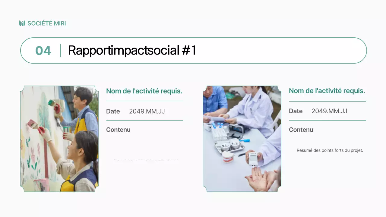 Des rapports sur l'impact social simples et de couleur chartreuse
