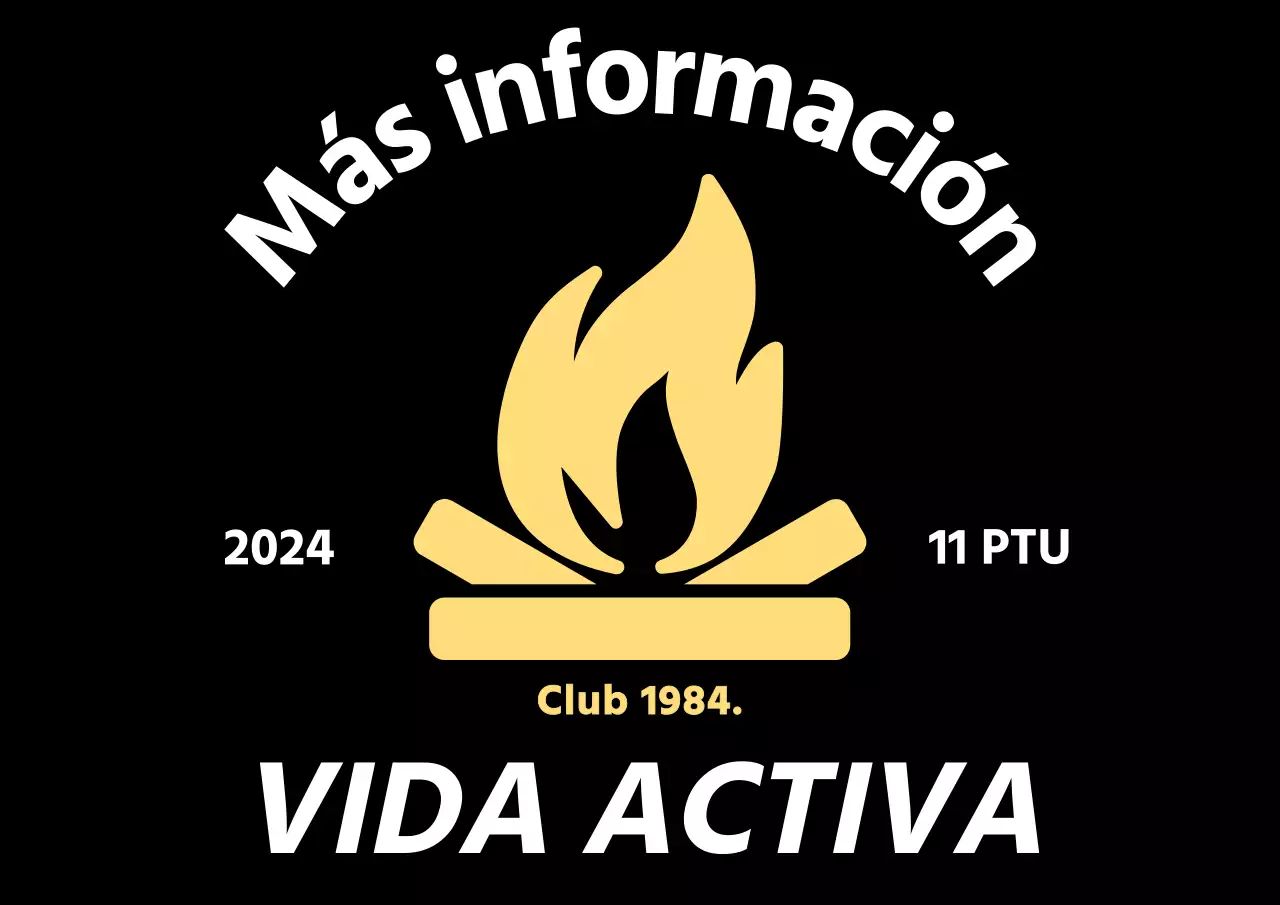 Promoción de camping sencilla con un icono de hoguera