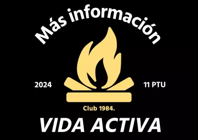 Promoción de camping sencilla con un icono de hoguera