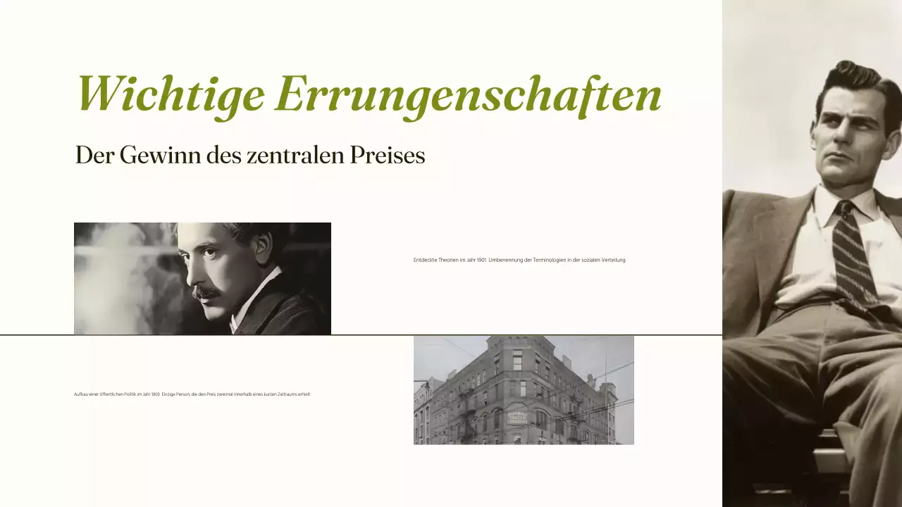 Grüner Klassiker der Biografiepräsentation