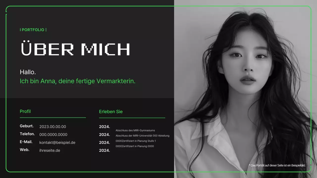 Portfolio mit einfachen pixeligen Illustrationen in Neonfarben für das neue Jahr