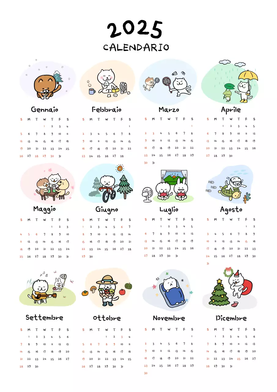 Calendario azzurro adorabile