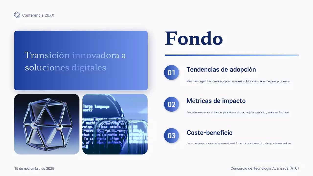 anuncio de la conferencia blue modern future