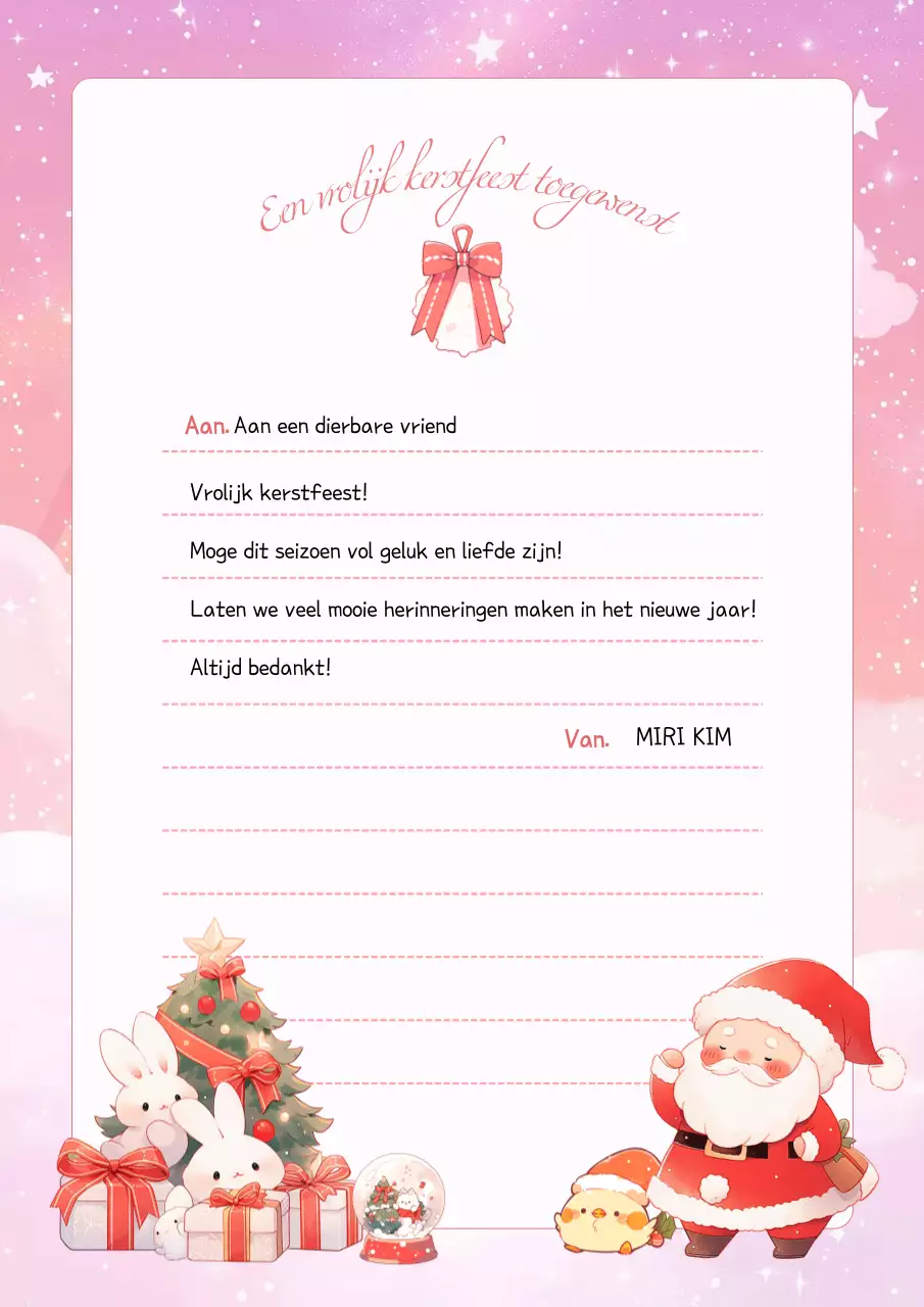 Roze gezellige kerstbrief