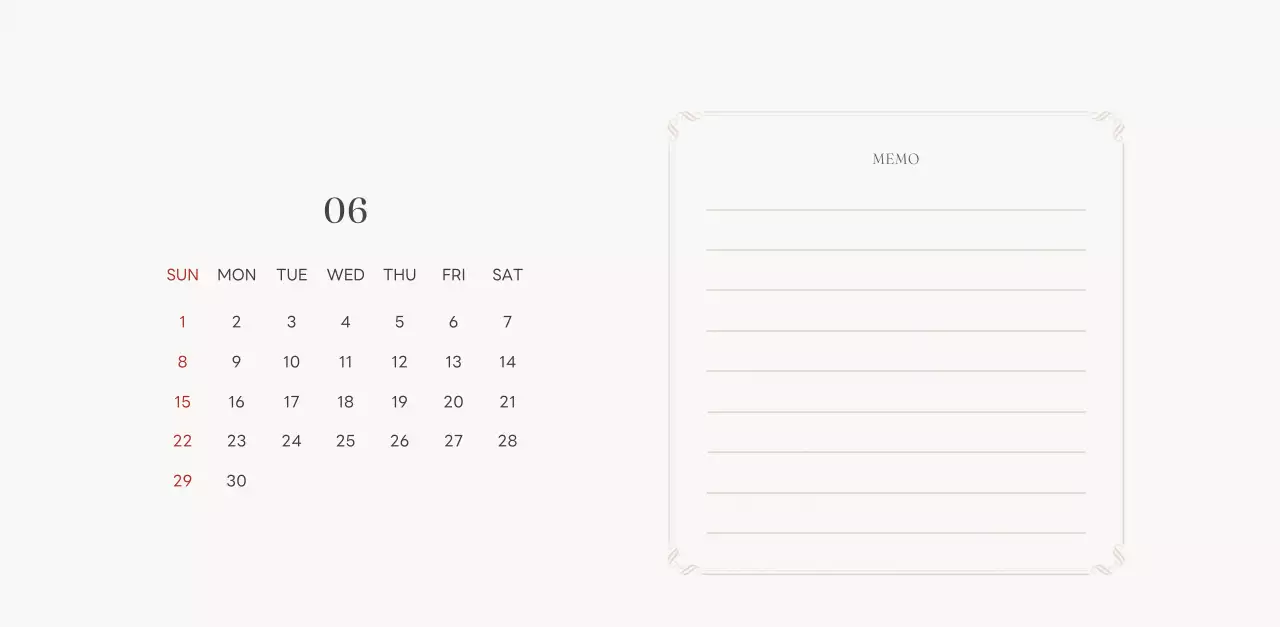 アイボリーとグリーンのシンプルな2025年花柄卓上カレンダー