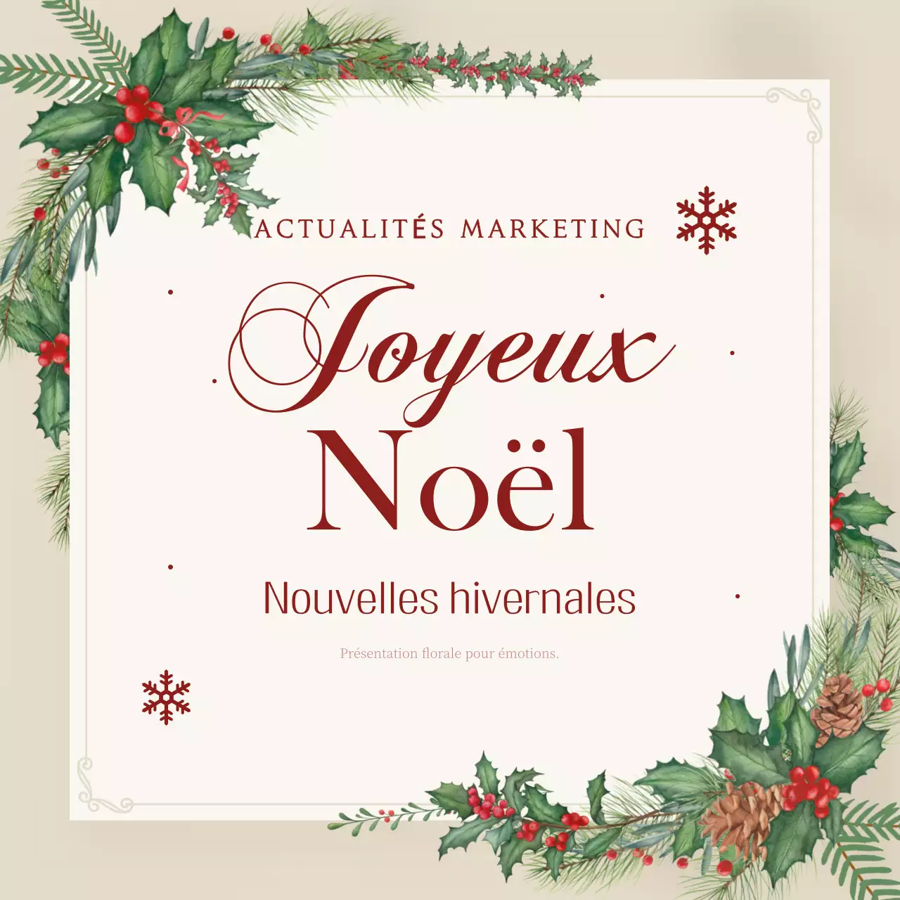 Promouvoir un événement de Noël élégant en beige
