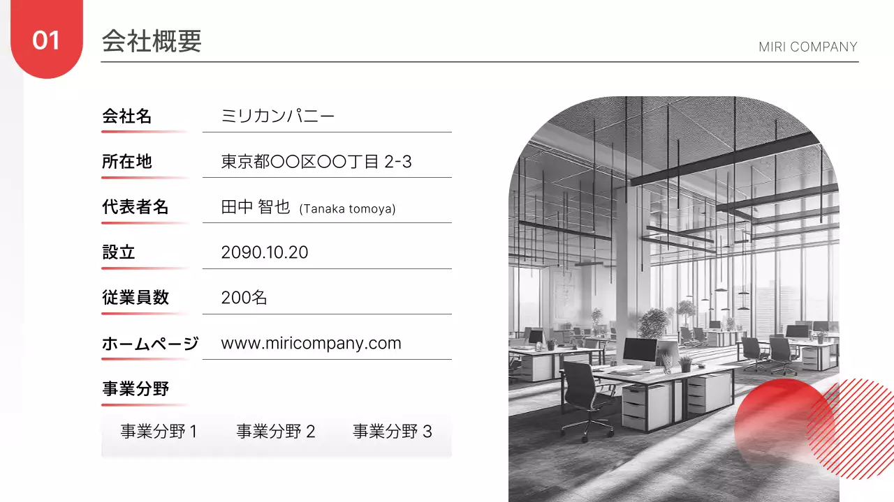 赤 モダン 事業計画書 企画書 プレゼンテーション