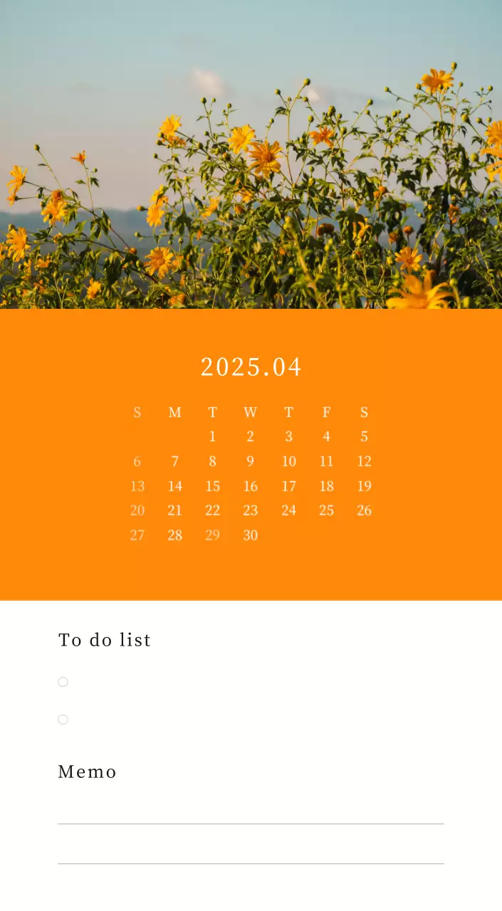 カラフルで美しい花のカレンダー
