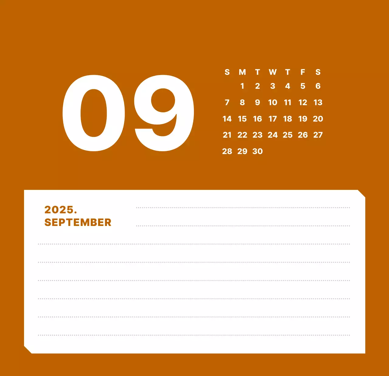 カラフルでシンプルな数字カレンダー