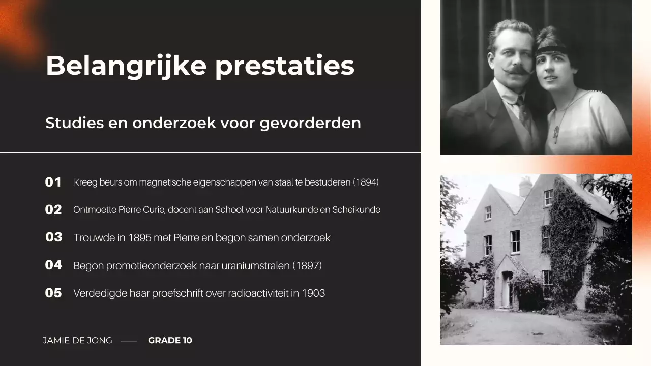zwart en oranje moderne biografie cursus presentatie