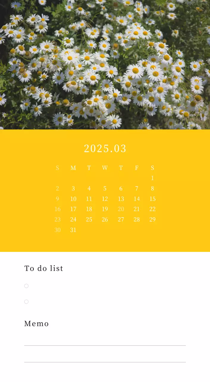 カラフルで美しい花のカレンダー