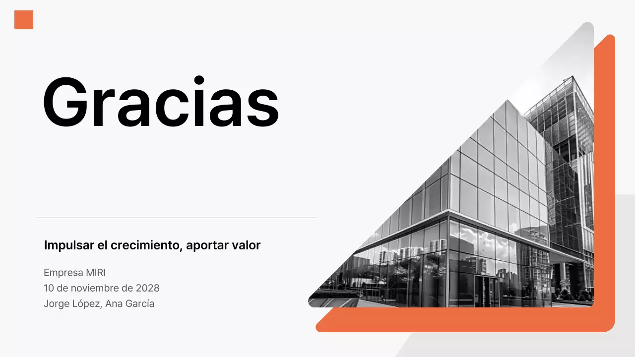 presentación de empresa moderna en naranja