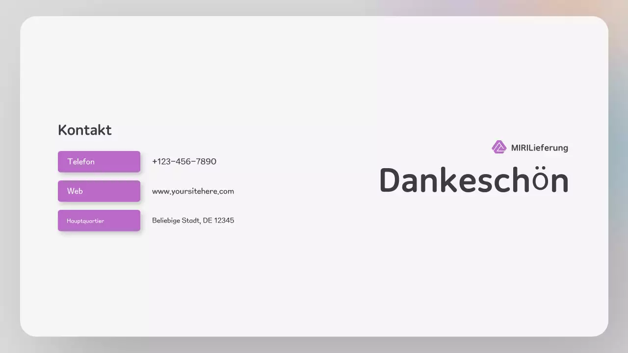 Moderne farbenfrohe Website im Stil einer Lieferpräsentation