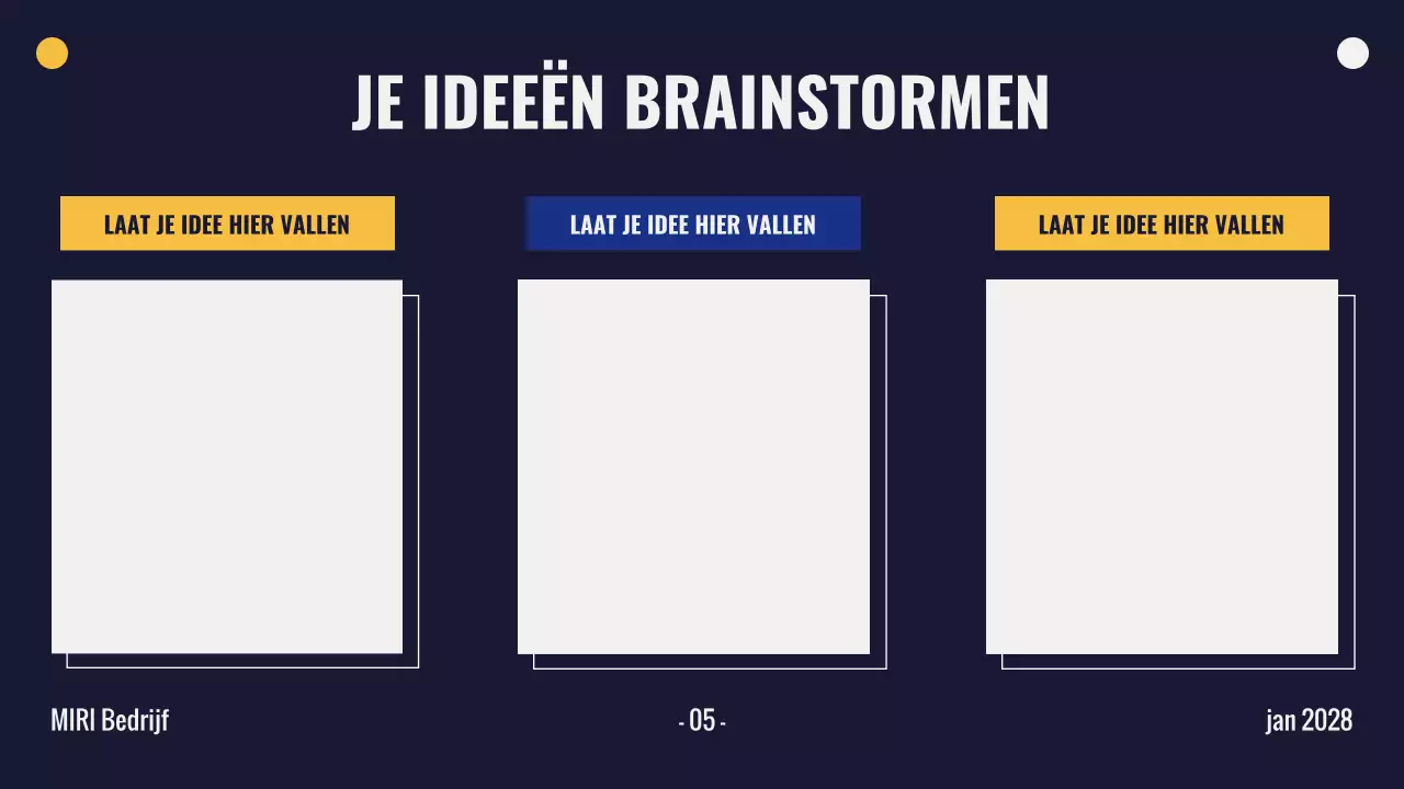 gele moderne brainstormpresentatie