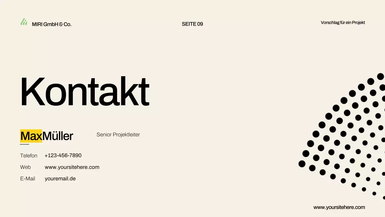 Präsentation eines grünen, modernen Projektvorschlags