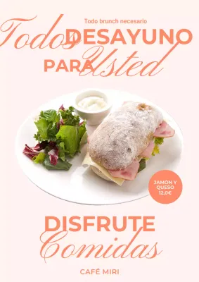 Promover un menú de brunch moderno de color beige