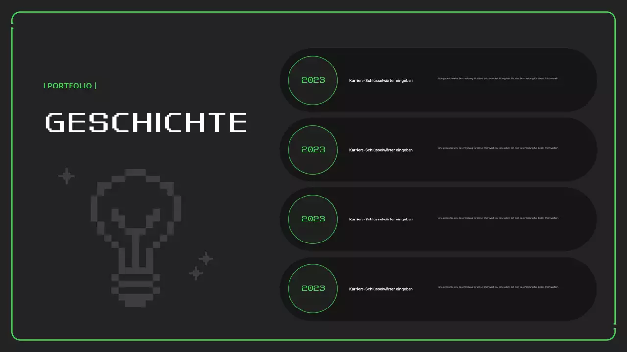 Portfolio mit einfachen pixeligen Illustrationen in Neonfarben für das neue Jahr