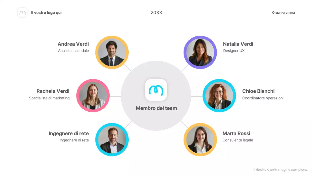 layout colorato dell'organigramma semplice infografico