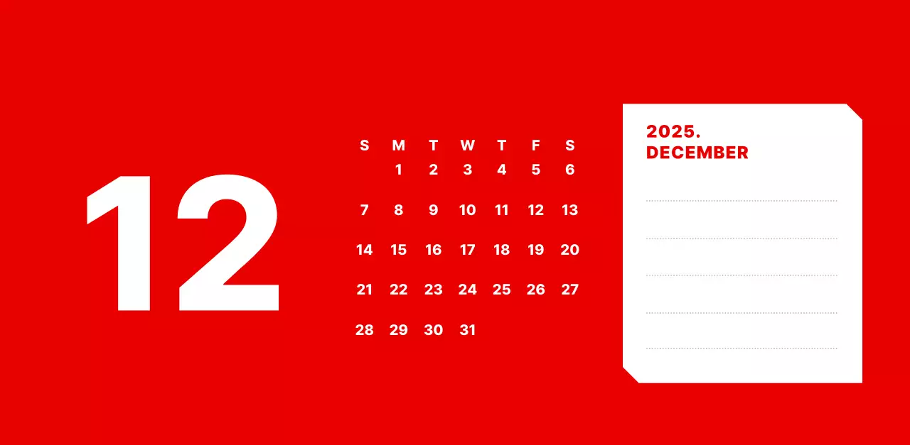 カラフルでシンプルな数字カレンダー