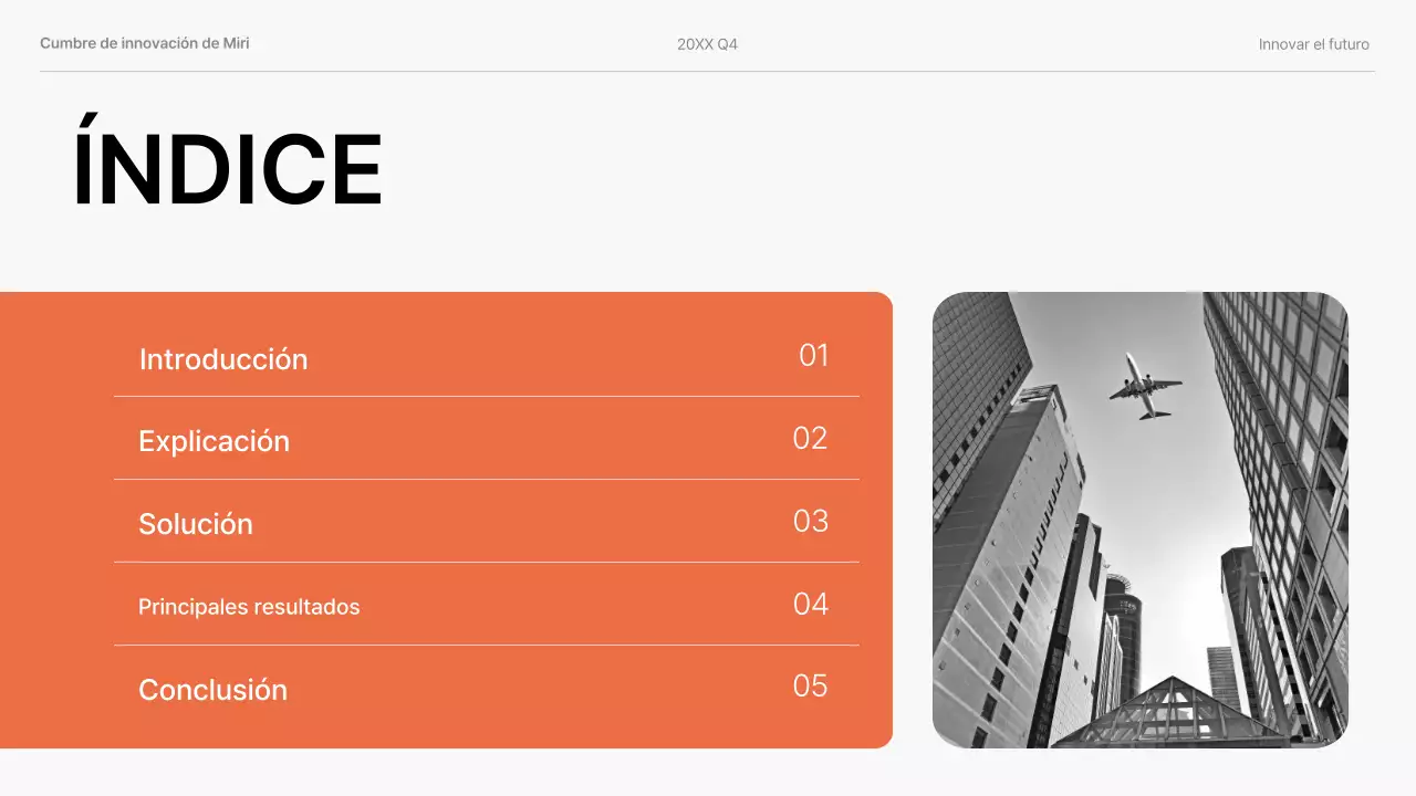 presentación de empresa moderna en naranja