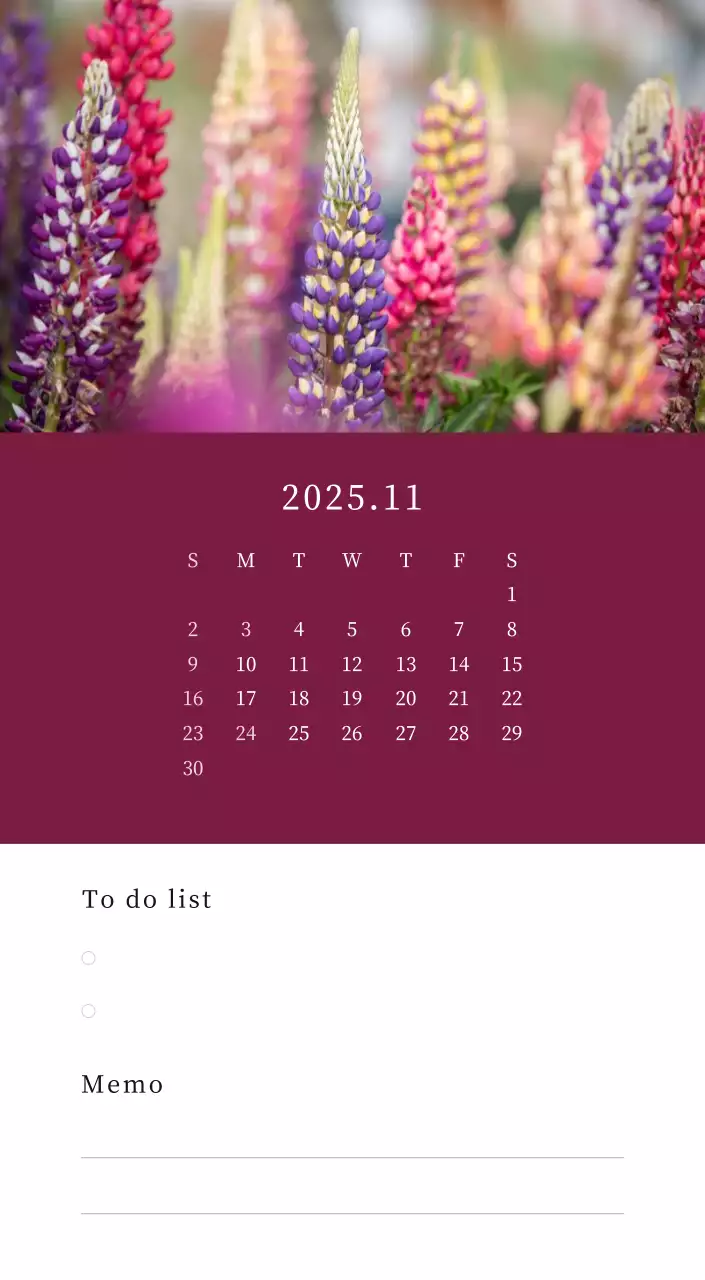 カラフルで美しい花のカレンダー