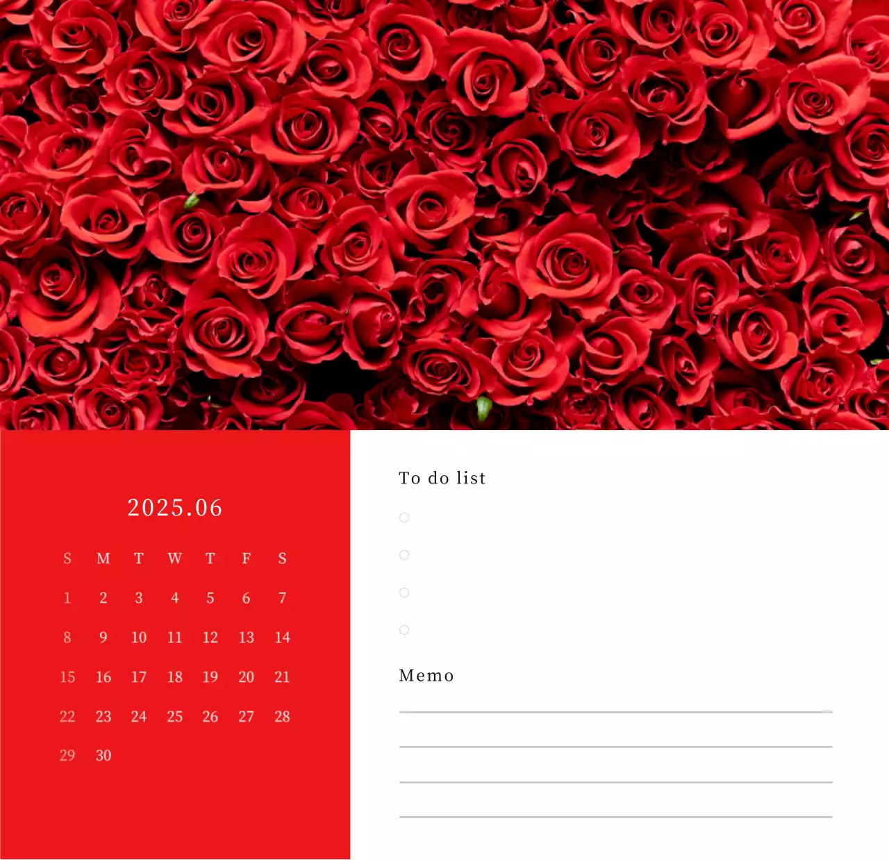 カラフルで美しい花のカレンダー