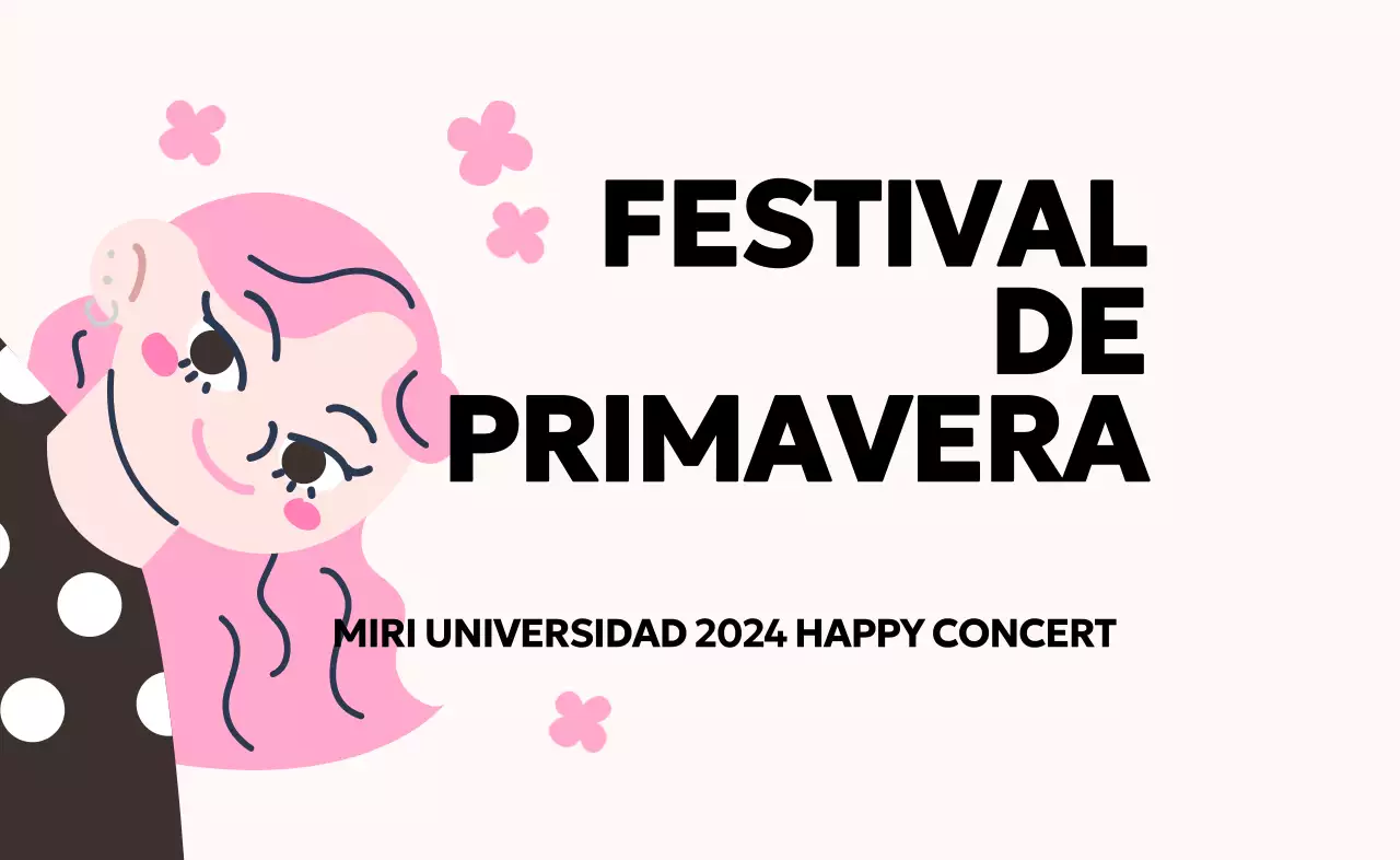 Un festival de primavera rosa y bonito con simpáticas ilustraciones