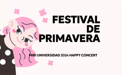 Un festival de primavera rosa y bonito con simpáticas ilustraciones