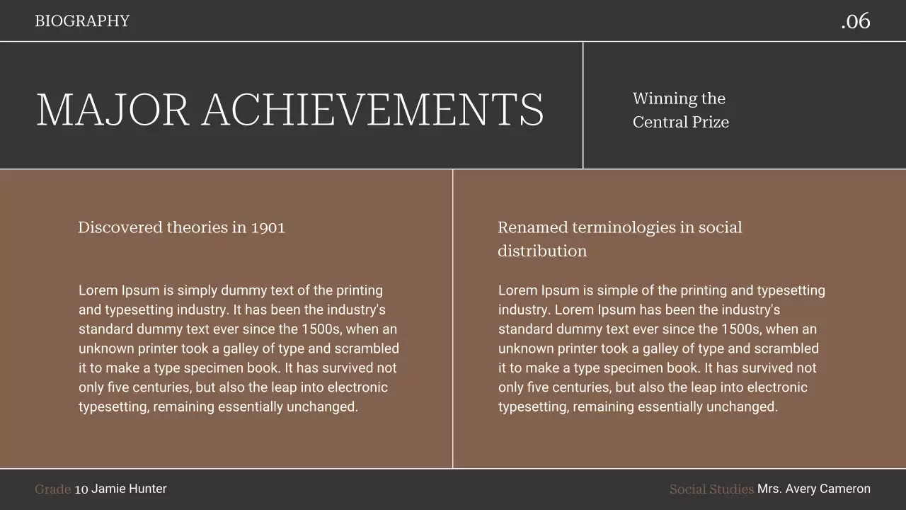 Brown Classic Biography Document Presentation