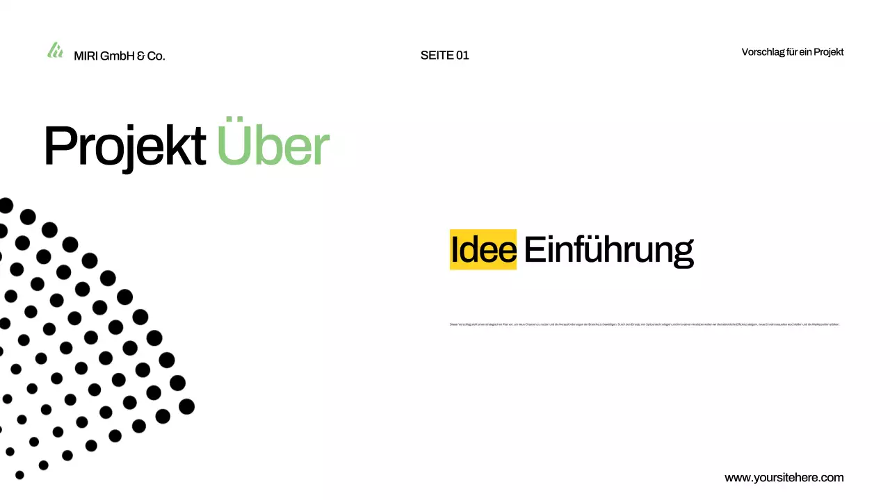 Präsentation eines grünen, modernen Projektvorschlags