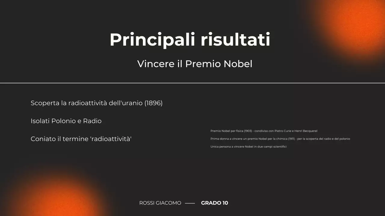 presentazione del corso di biografia moderna in nero e arancio
