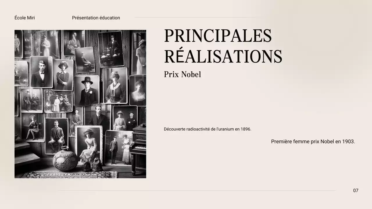 Noir et beige Vintage Minimal Exploring the Life of Marie Curie Class Material