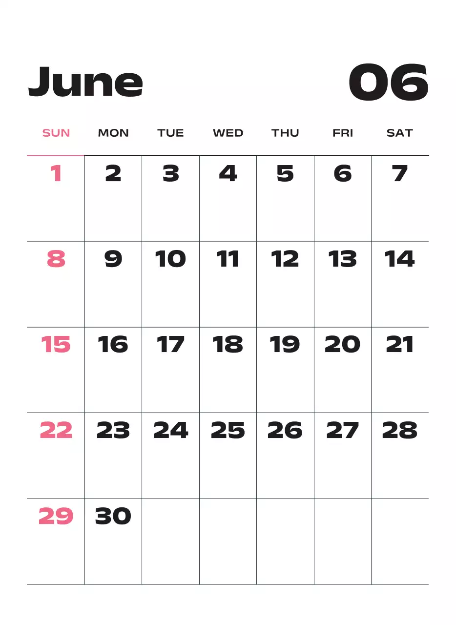 黒と白のモダンな2025年カレンダー