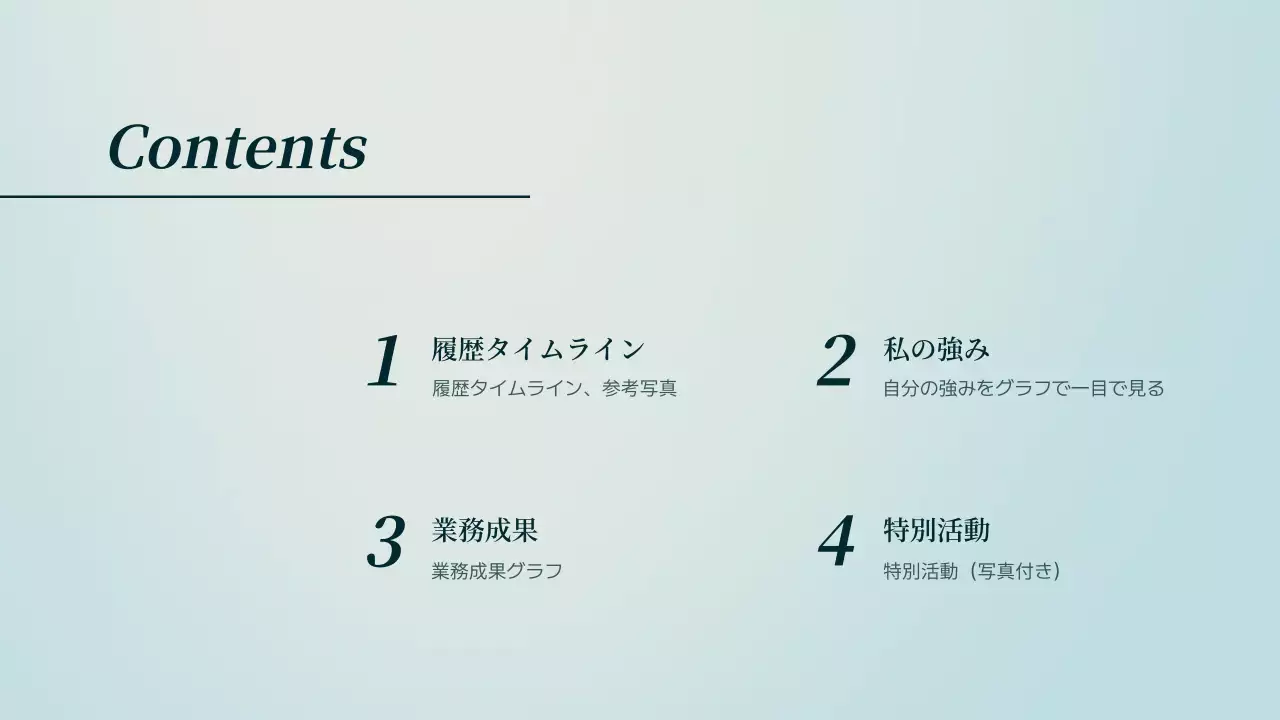 水色 モダン 履歴書 プロフィール プレゼンテーション