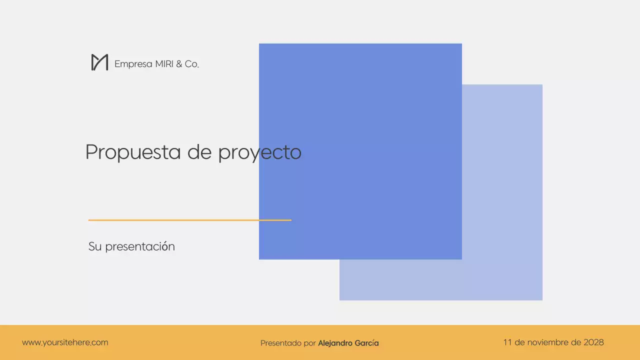 Plan de empresa moderno en azul y amarillo