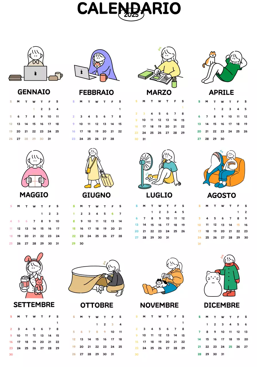 Adorabile calendario piano annuale