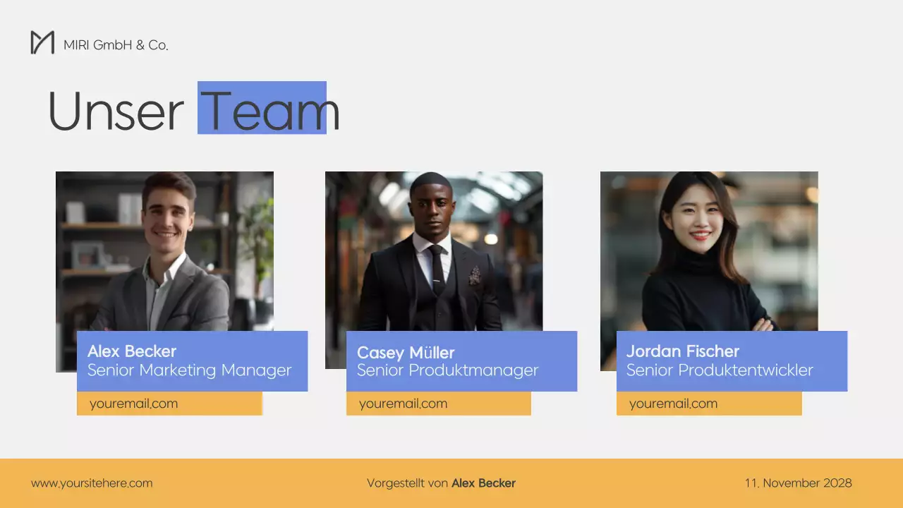 Moderner Businessplan in Blau und Gelb