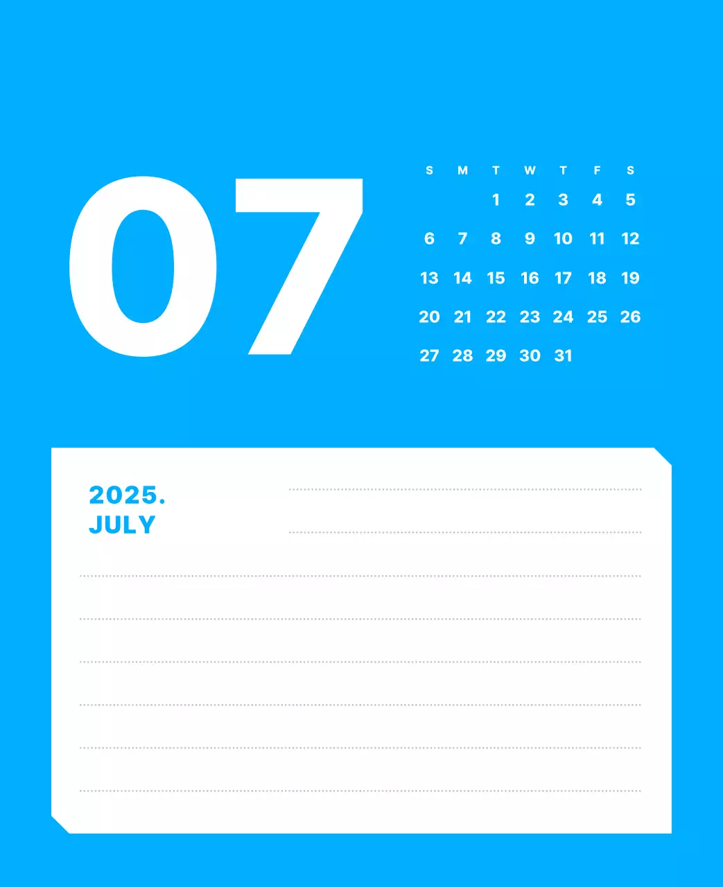 カラフルでシンプルな数字カレンダー