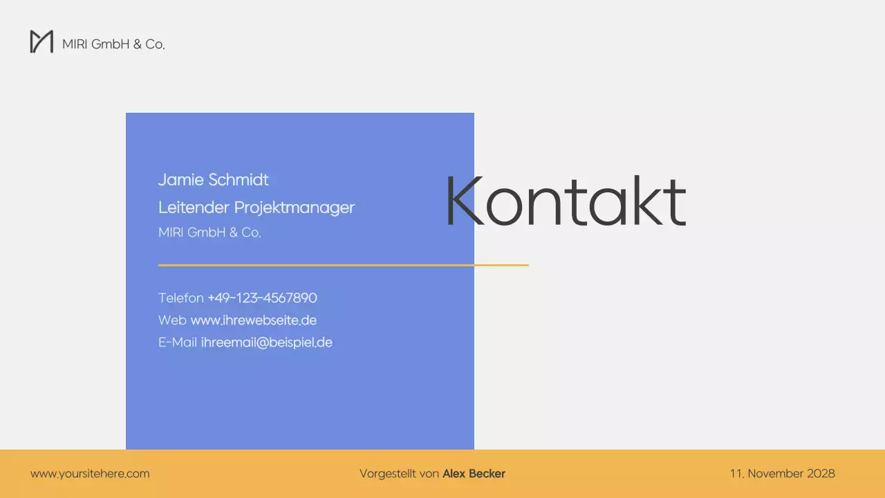 Moderner Businessplan in Blau und Gelb