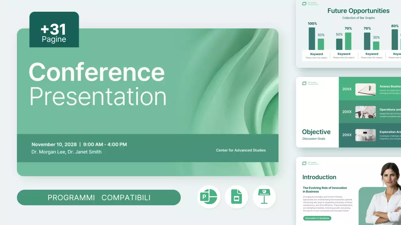 design verde e moderno per conferenze