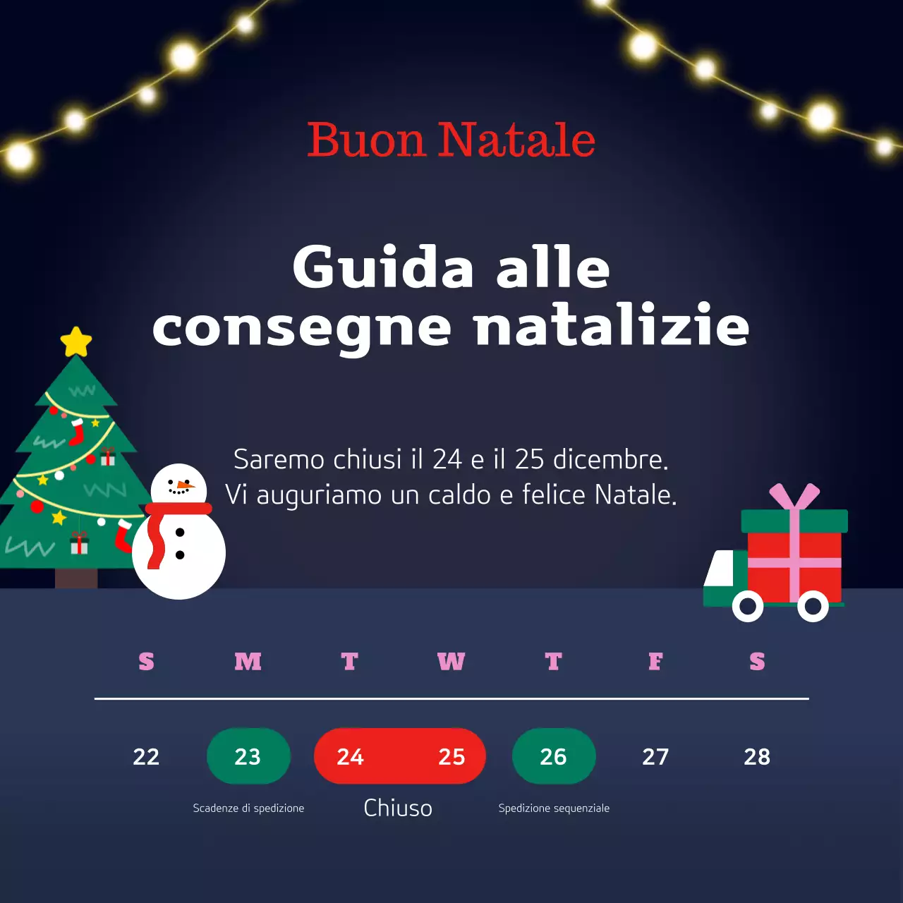 Istruzioni per la consegna del Natale lindo e blu navy