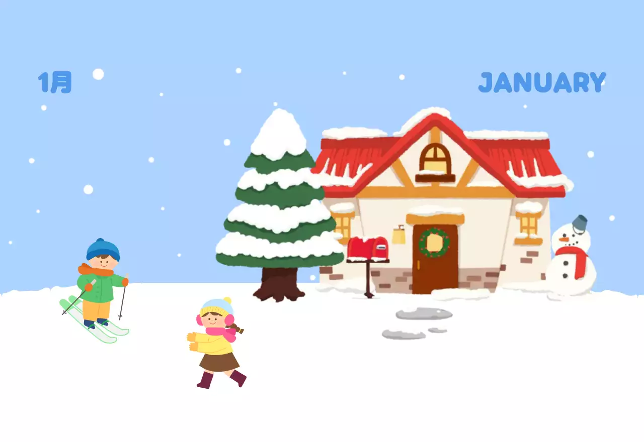 茶色とベージュの可愛らしい2025年カレンダー