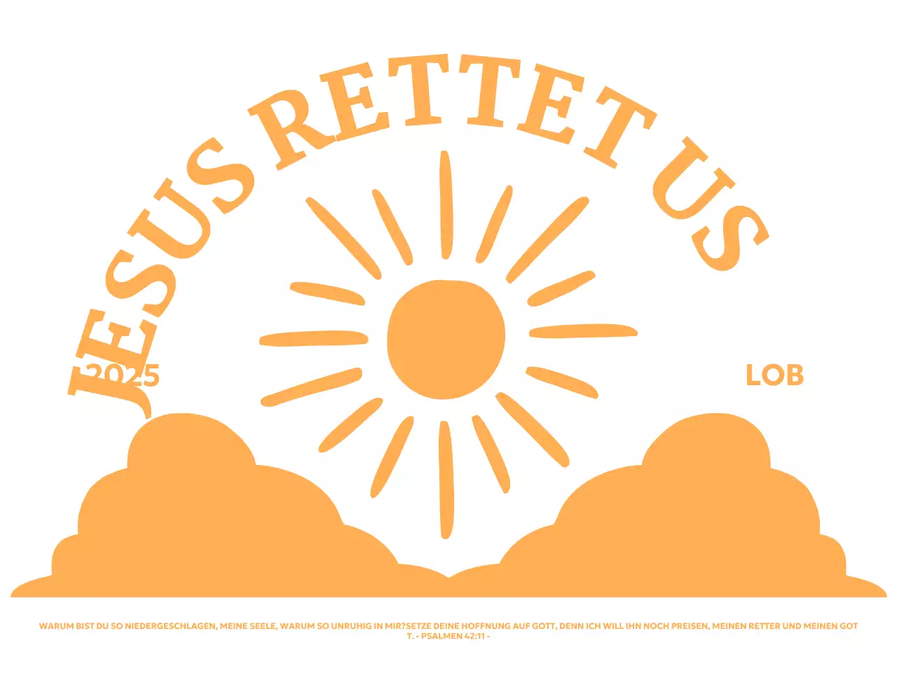 Förderung einer einfachen Kirche mit einer Illustration der über den Wolken aufgehenden Sonne