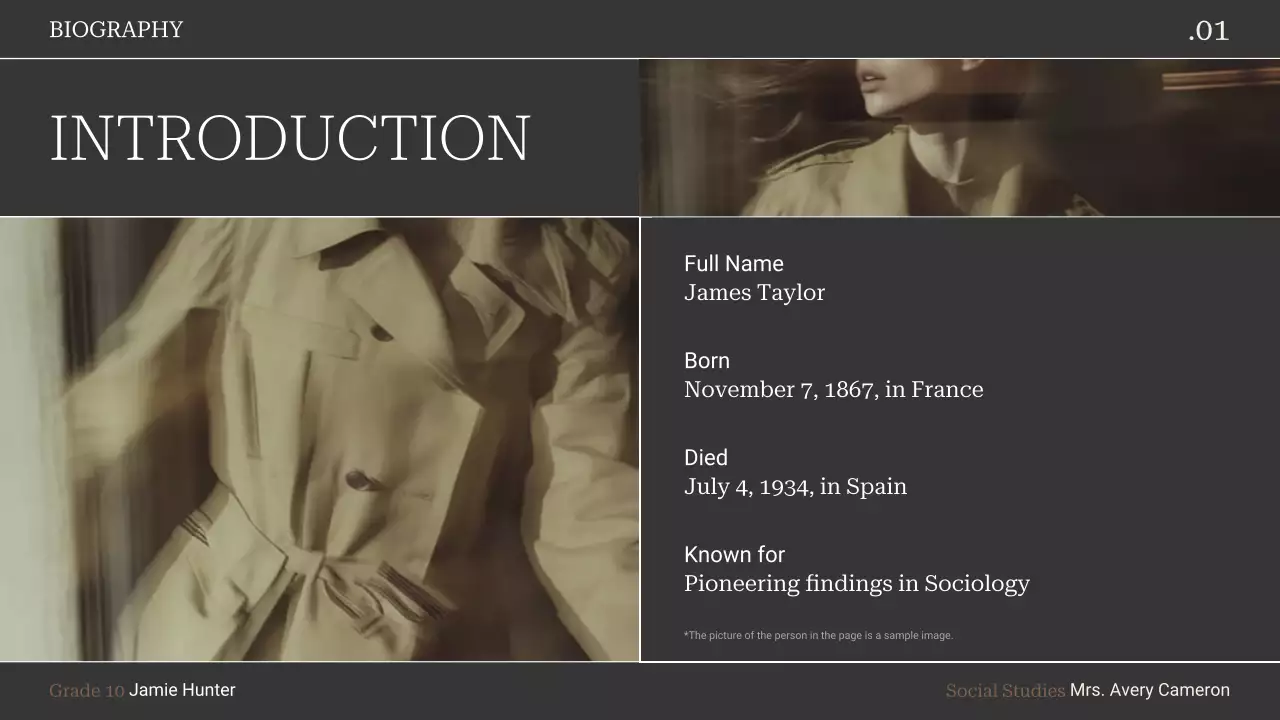 Brown Classic Biography Document Presentation